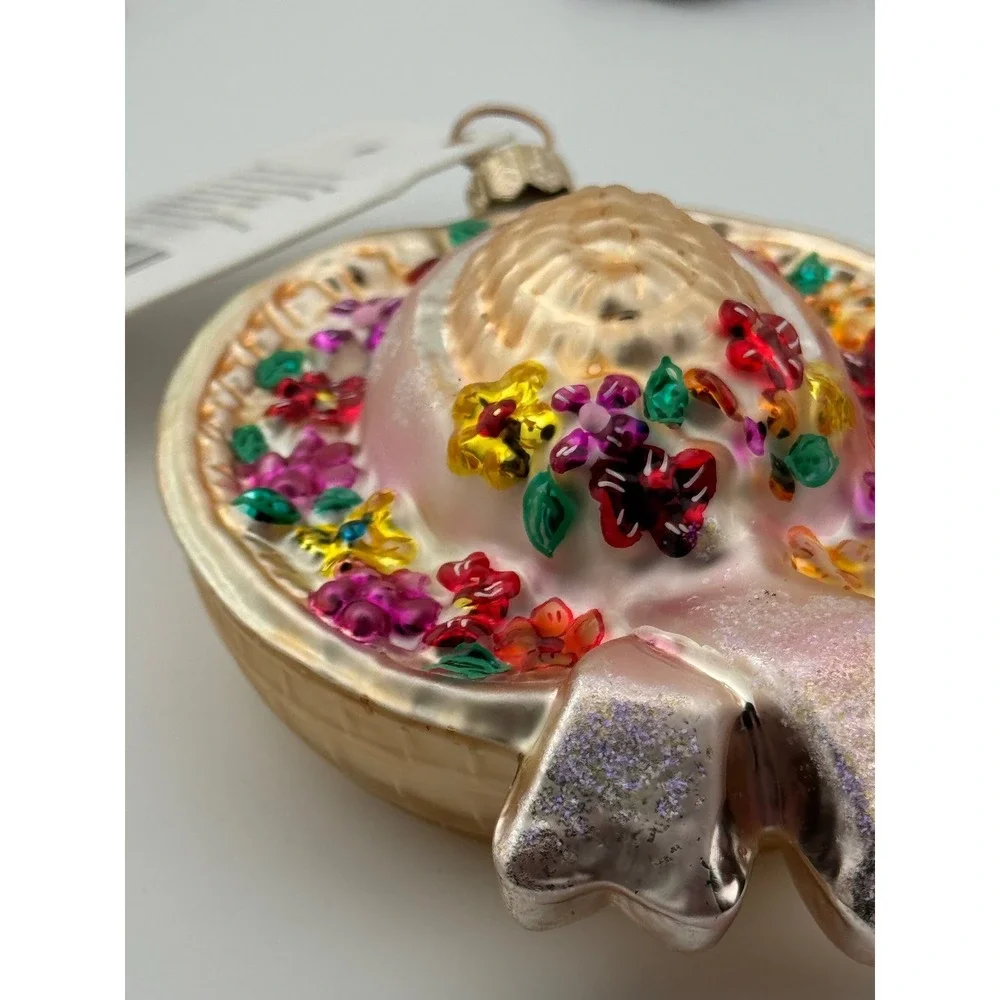 Vintage Christopher Radko Bonny Spring Floral Sun Hat Glass‎ Ornament 00-SP-60